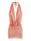 Agnieszka Draped Cowl Halter Backless Knit Mini Dress