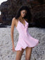 Katarina Pink Ruffle Halter Mini Dress