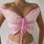 Elara Colorblock Crochet V-Neck Crop Top One-piece