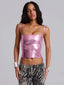 Women Summer Sexy Lacing Bronzing Gold Silver Bodycon Bandage Tops Celebrity Designer Fashion High Street Top