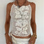 Bree Boho Crochet Floral Halter Open-Back Cami Top