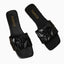 Paulette Ruched Square-Toe Flat Slide Sandals