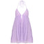 Elysia Purple Chiffon Backless Halter Mini Dress