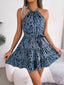 Tahlia Leopard Ruffle Halter A-Line Mini Dress