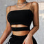 Sienna Noir Cutout Strap Crop Top One-piece