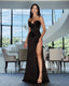 Sling Sleeveless Solid Color Dress One Word Neck Slim Fit Open Back Slit Sexy Dress