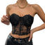 Women's Tube Top Camisole Adult Solid Color Lace Hollow-Out Sleeveless Backless Spaghetti Strap Crop Tops Summer Camis