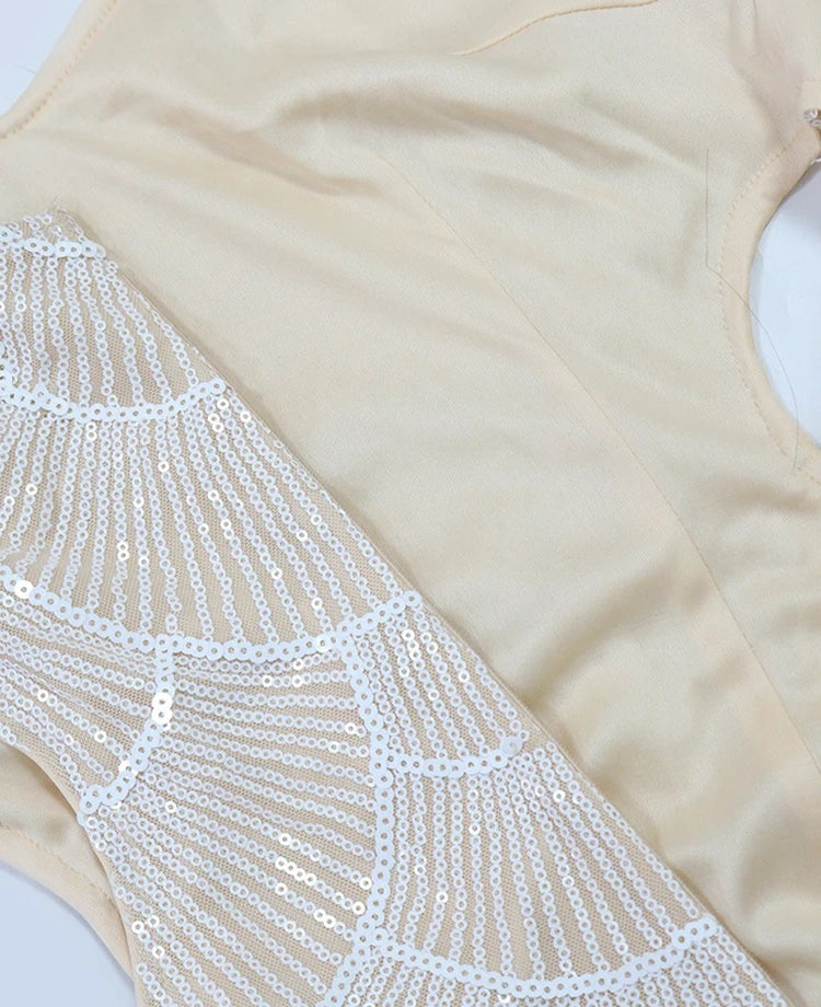 Severina Scalloped Sequin Cutout Backless Cami Maxi Dress