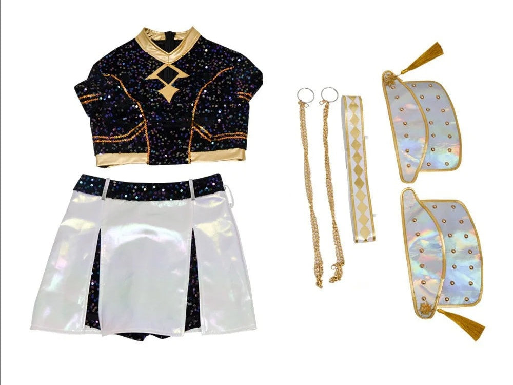Aurelia Sequin Gold-Trim Idol Stage Costume Set (Kids' Sizes 110-150)
