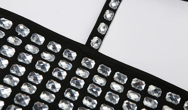 Tullia Rhinestone Halter Choker Backless Crop Tube Top One-piece