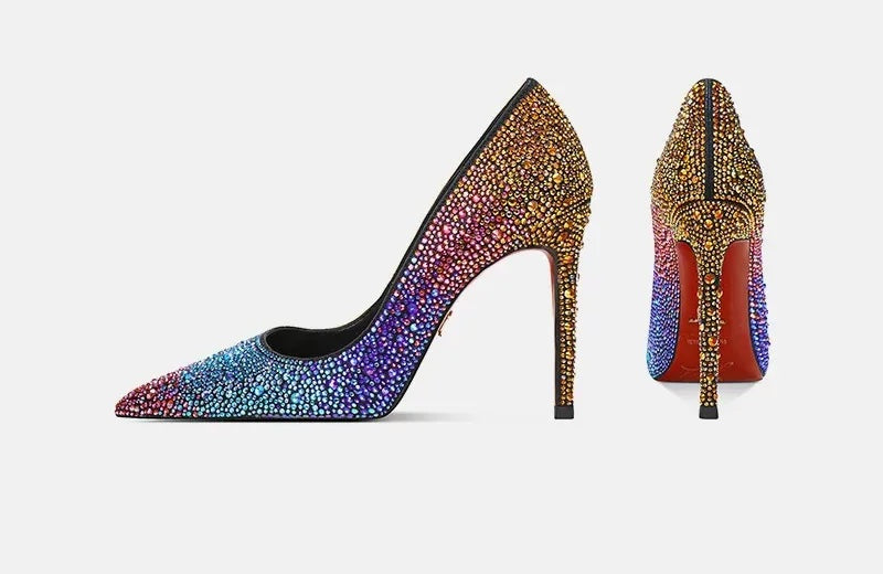 Viorica Ombré Rhinestone Pointed-Toe Stiletto Pumps