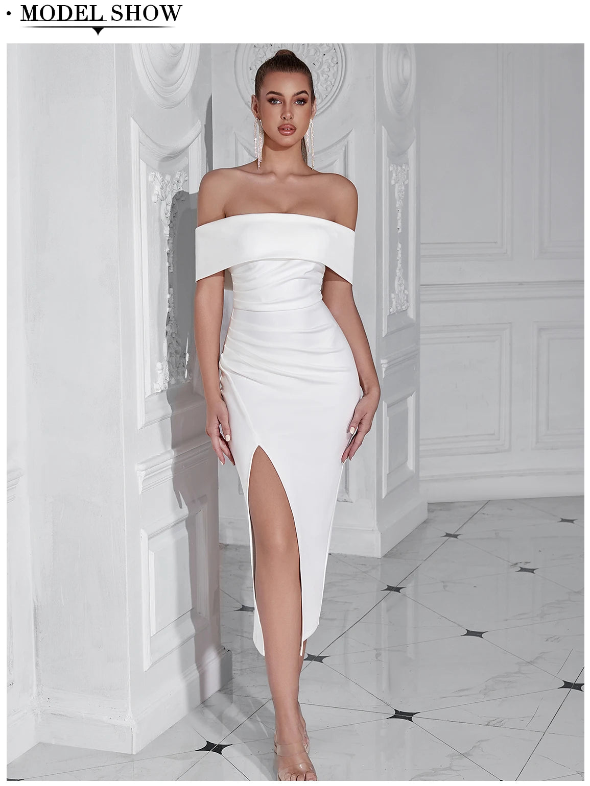 Danica Off-Shoulder Draped Midi Dress