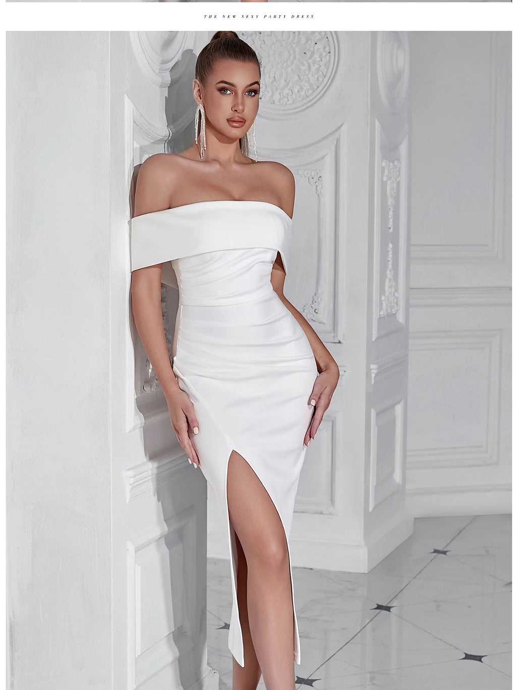 Danica Off-Shoulder Draped Midi Dress