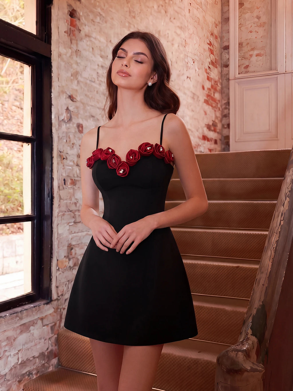 Kiara 3D Floral Sweetheart A-Line Mini Dress