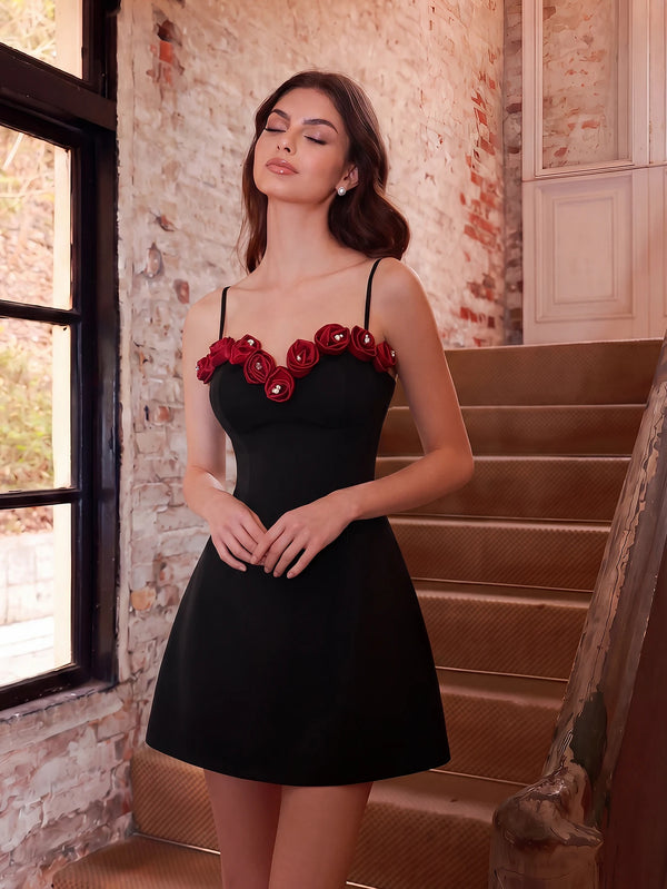 Kiara 3D Floral Sweetheart A-Line Mini Dress