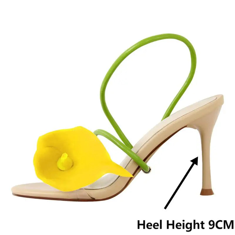 Calla Lily Slingback Kitten-Heel Sandals