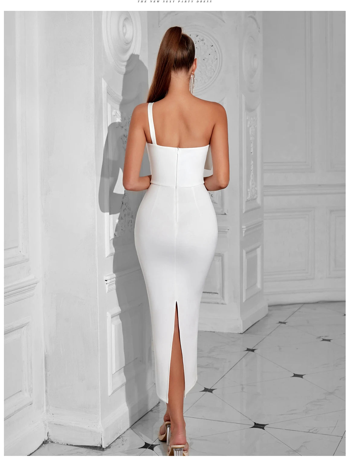 Leona One-Shoulder Floral Bodycon Midi Dress
