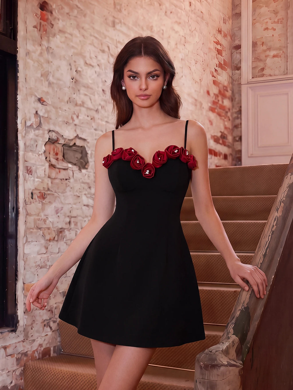 Kiara 3D Floral Sweetheart A-Line Mini Dress