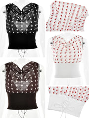 Luna Polka Charm One-Shoulder Top