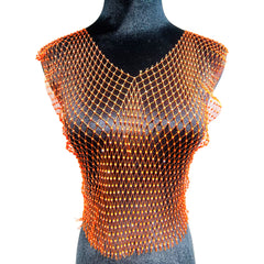 Leqoel Sexy Mesh Crop Tops for Women 2022 Summer Rhinestones Fashion Party See Through Fishnet Tank Hollow Out Backless Top New