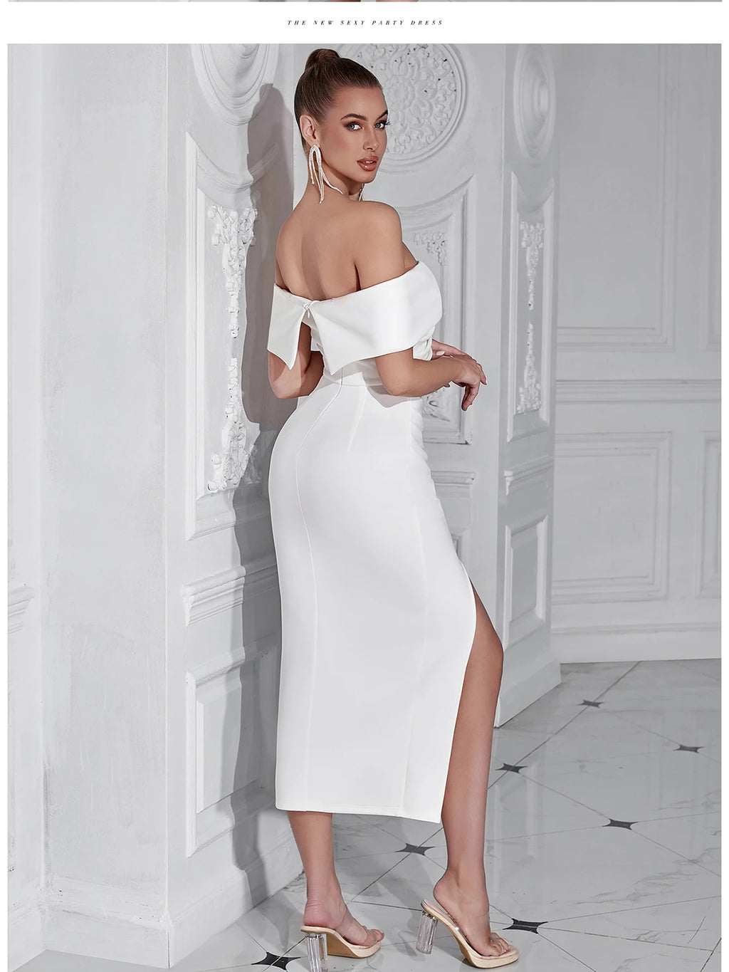 Danica Off-Shoulder Draped Midi Dress