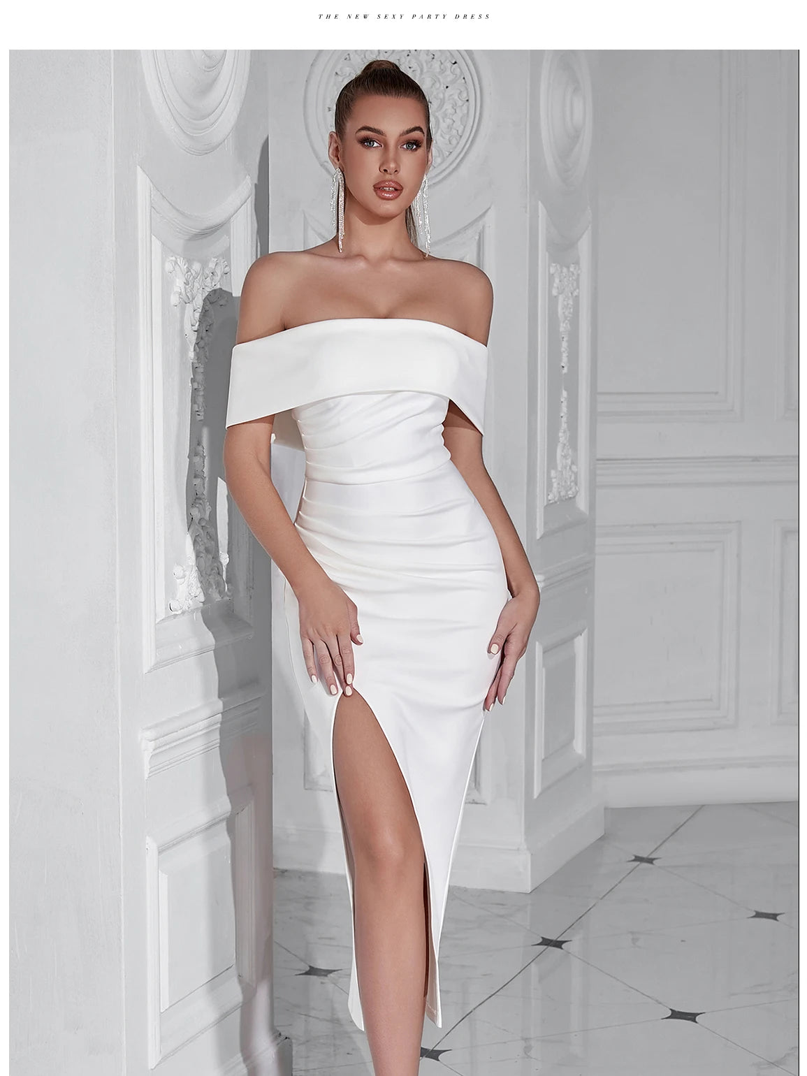 Danica Off-Shoulder Draped Midi Dress