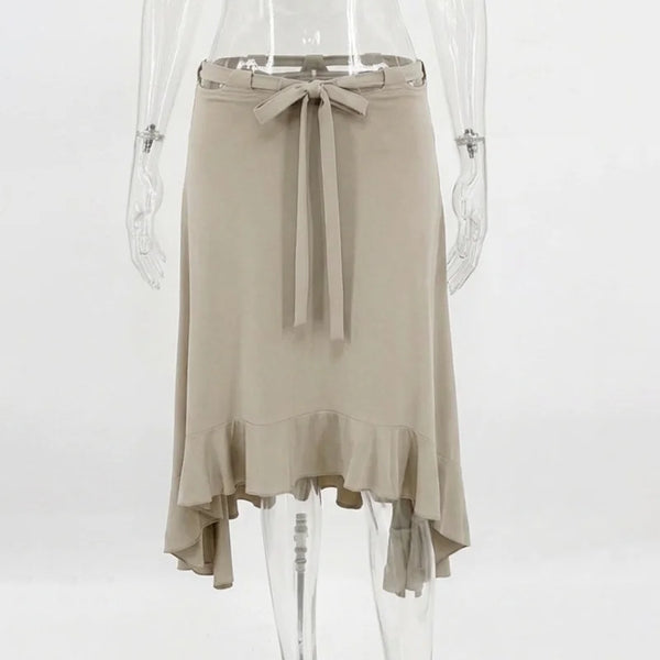 Anouk Cutout Ruched Ruffle Midi Skirt One-piece