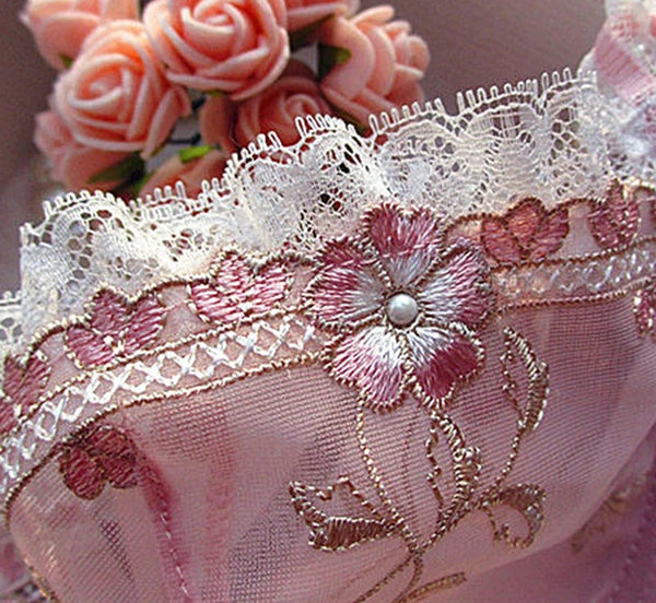 Rosalba Lotus Embroidered Sheer Lace Underwire Bra & Brief Set