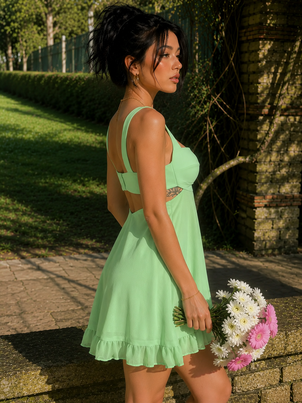 Elara Mint Ruffle Mini Dress