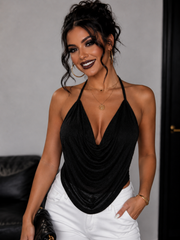 Selene Noir Draped Halter Top One-piece