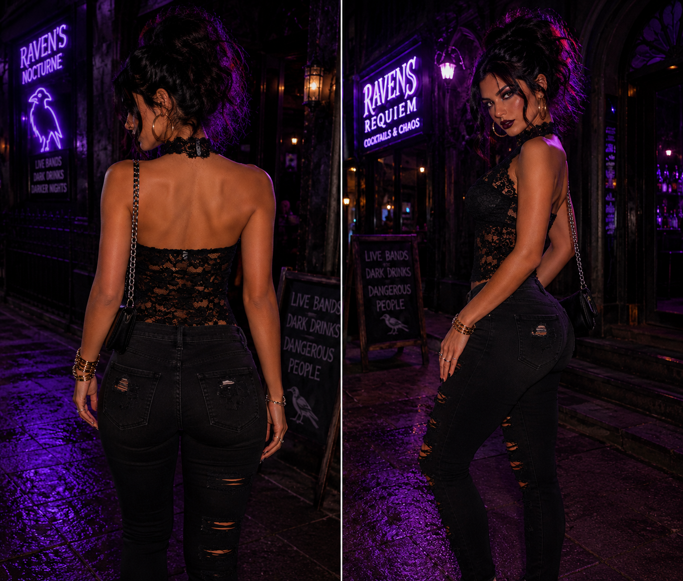 Selena Noir Lace Halter Mesh Top One-piece
