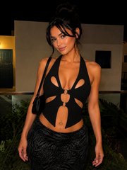Savannah Noir Cutout Halter Top One-piece