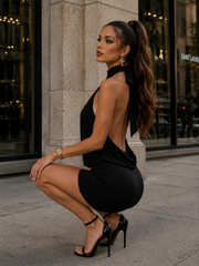 Isabella Halter Drape Mini Dress