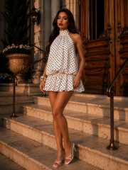 Isabella Polka Dot Halter Mini Dress