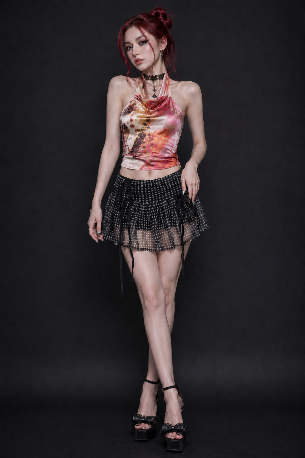 Emilia Floral Satin Halter Apparel Top