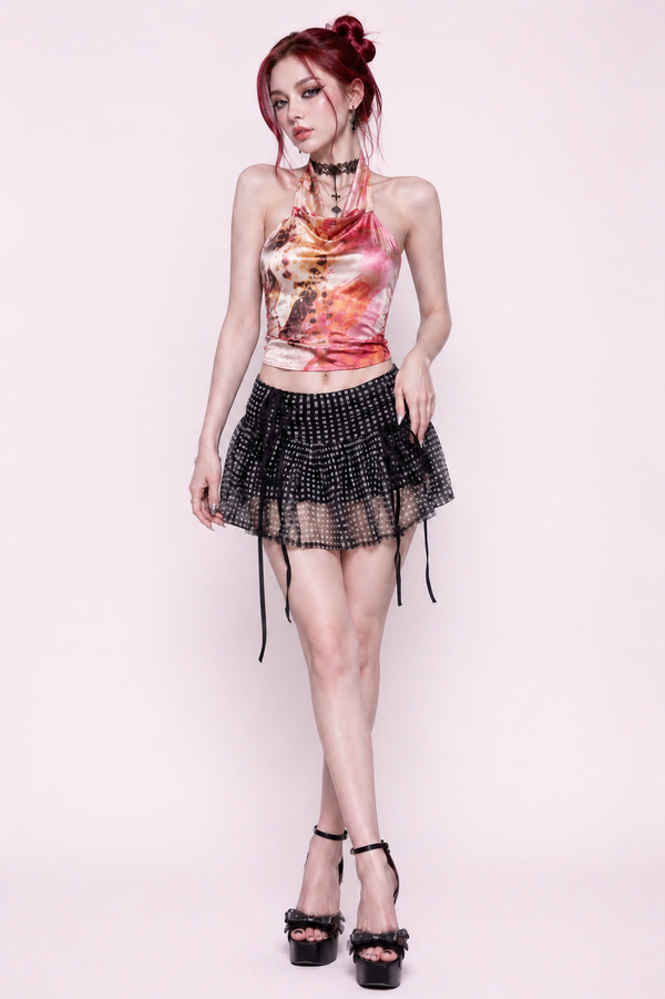 Emilia Floral Satin Halter Apparel Top