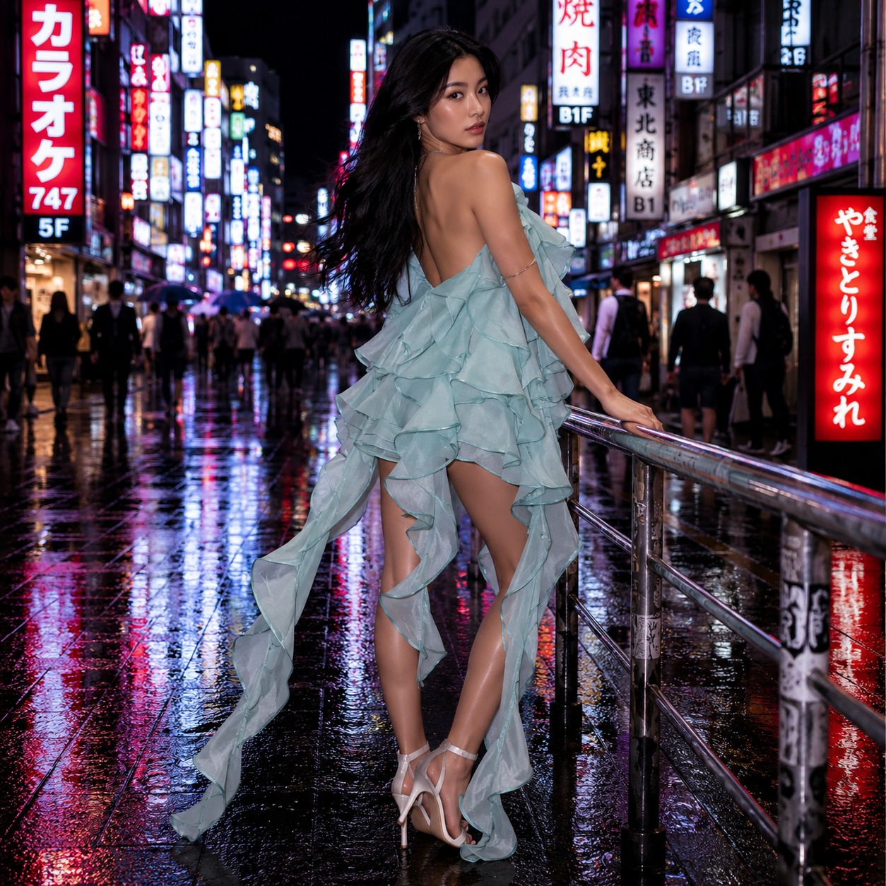 Azure Riviera Ruffle Mini Dress