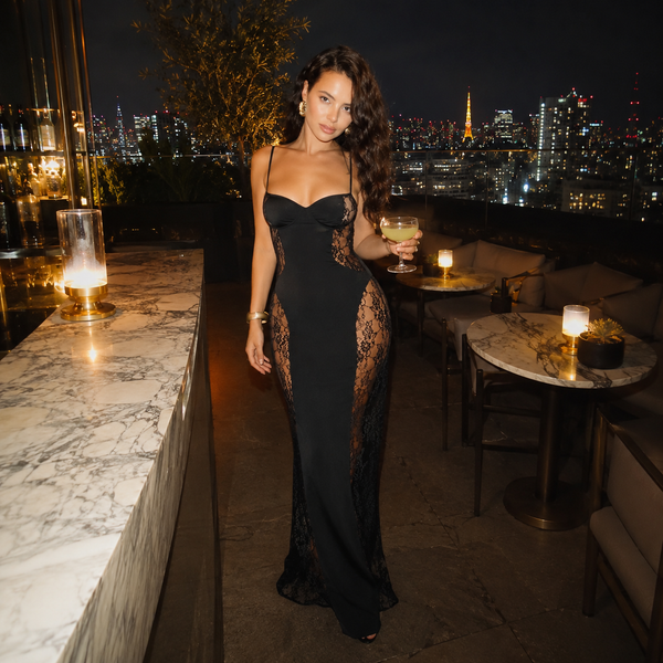 Noir Venom Lace Bodycon Maxi Dress