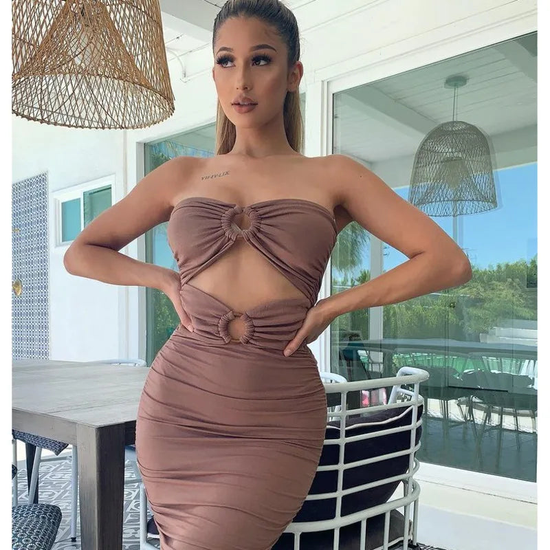 Mireya Strapless Backless Cutout Bodycon Mini Dress