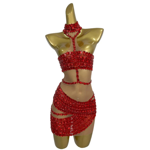 Petra Rhinestone Sheer Bodycon Maxi Dress