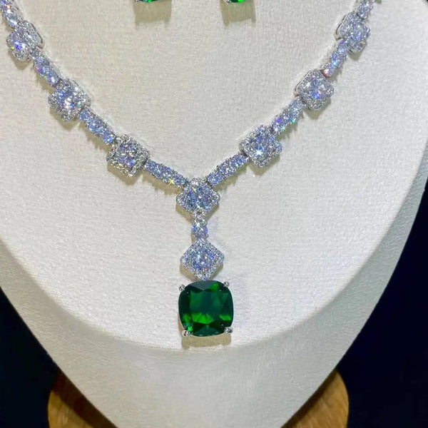 Honora Square Crystal Necklace & Drop Earring Jewelry Set