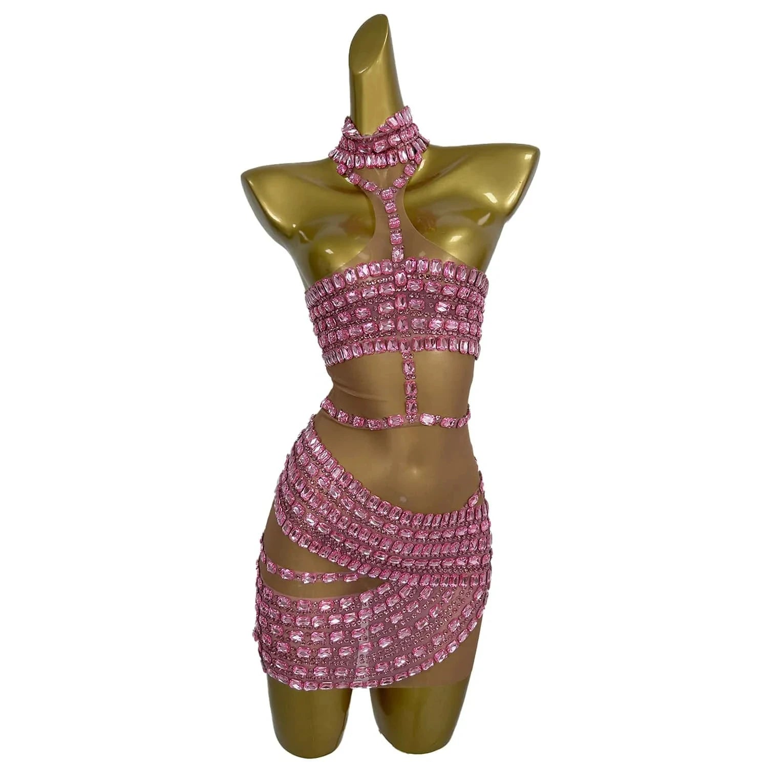Petra Rhinestone Sheer Bodycon Maxi Dress