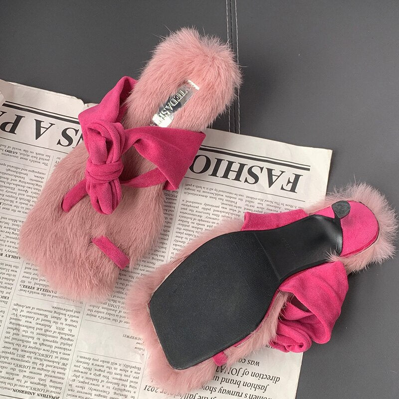 Aria Fluffy Bow Heels
