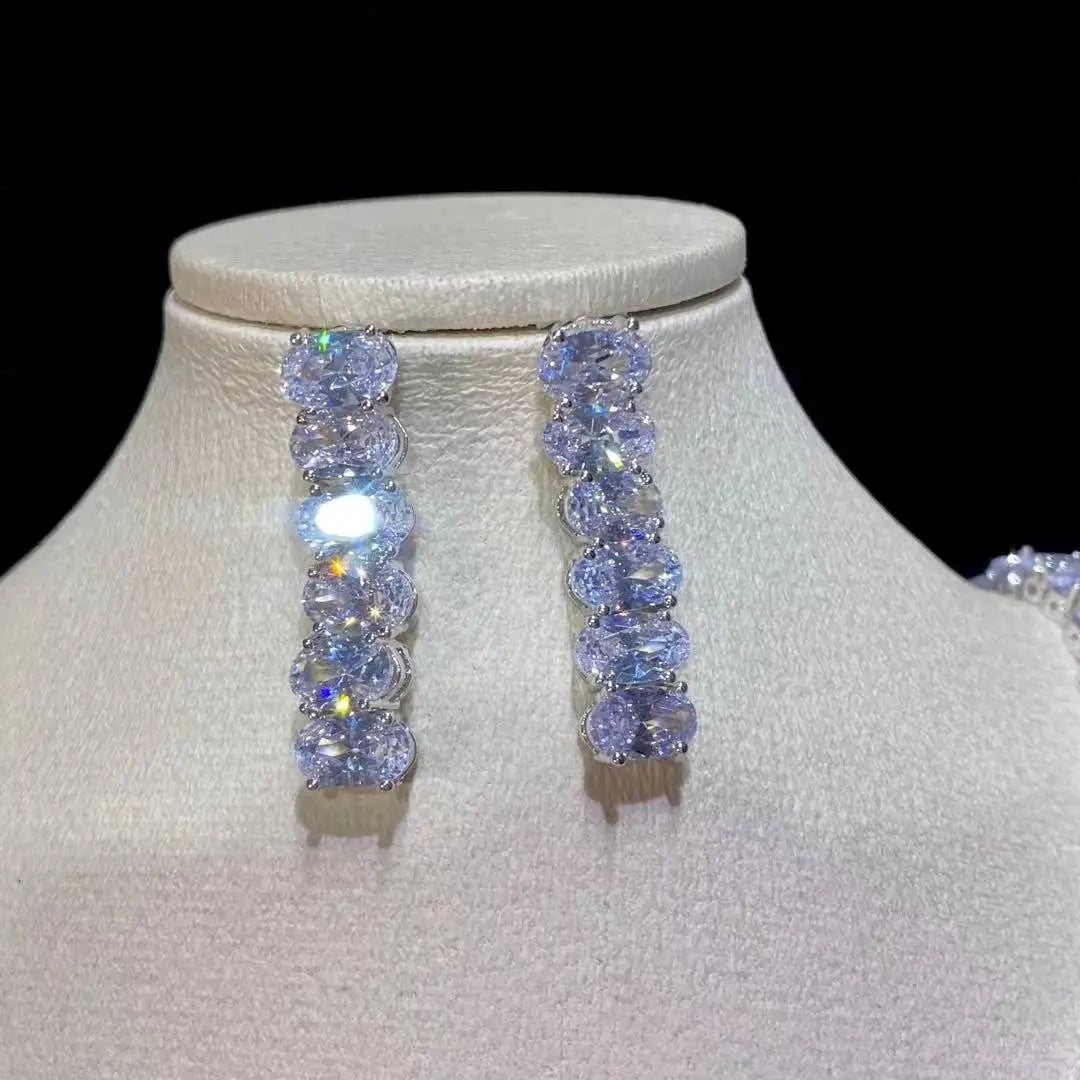 Althea Round Crystal Necklace & Earring Jewelry Set
