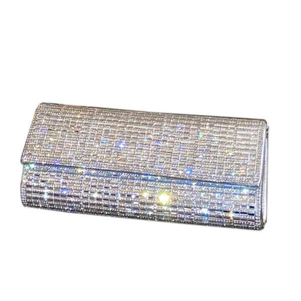 Svetlana Silver Rhinestone Crystal Evening Clutch