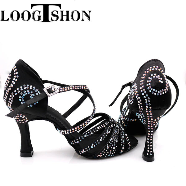 2020 Professional Adult Women's Rhinestone Latin Dance Shoes 10CM High Heel Soft Samba Lumba Chacha Dance Shoes For Ballroom
