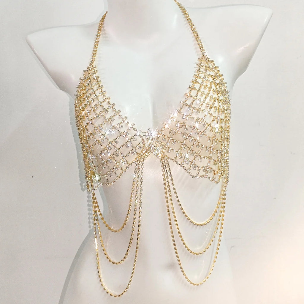 Aurora Crystal Drape Festival Top One-piece