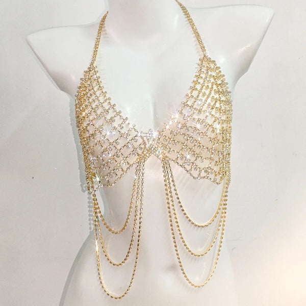 Aurora Crystal Drape Festival Top One-piece