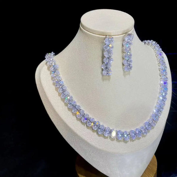 Althea Round Crystal Necklace & Earring Jewelry Set