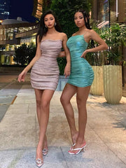 Summer Dress 2021 French Sequin Bridesmaid Prom Dresses Night Sexy Club Dress Slip Off The Shoulder Blue Open Back Dress S579